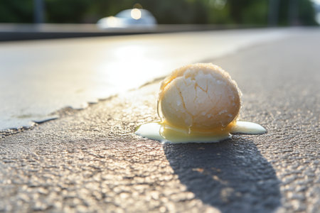 Vanilla Ice Cream Melting on the Sidewalk.の素材