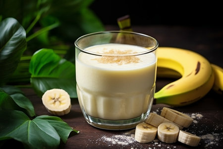 Vegetarian Banana Smoothie Cold Cocktail.の素材