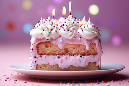 The Temptation of a Delicious Isolated Birthday Cake Sliceの素材