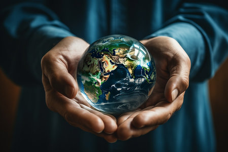 A Symbol of Global Unity - Hands Holding the Earthの素材