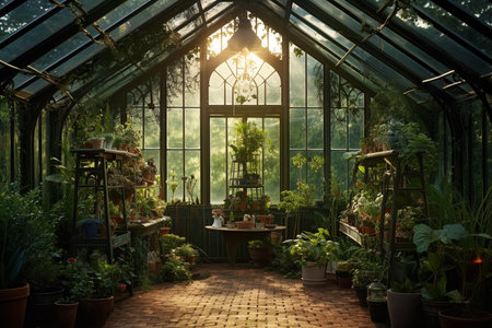 A Glimpse Inside a Greenhouse Teeming with Greeneryの素材