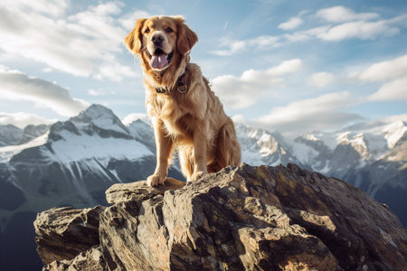 A Golden Retriever's High-Elevation Experienceの素材