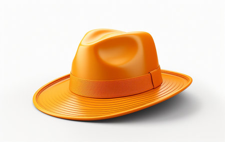 An Orange Yellow Hat on a White Backgroundの素材