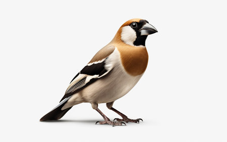 Hawfinch Bird on a White Backgroundの素材