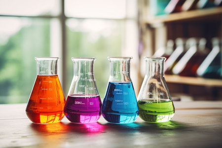 Beakers Containing Chemical Substancesの素材