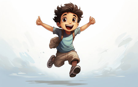 Beautiful Boy in Mid-Jumpの素材