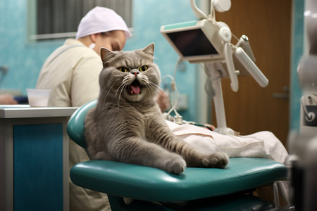 A Funny Cat's Check-up at the Veterinary Clinicの素材