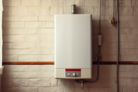 Budget Water Heater on the Bathroom Wallの素材