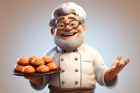 Baking with Enthusiasm: 3D Icon of a Cheerful Chef Characterの素材