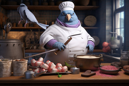 The Culinary Adventures of a 3D Pigeon Chefの素材