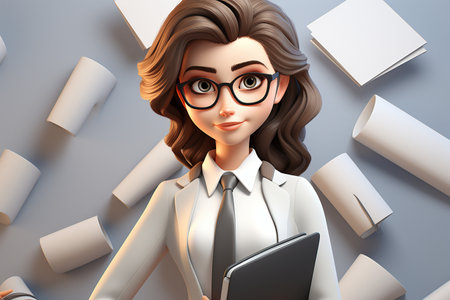 Leadership in 3D: The Ambitious Young Businesswoman Characterの素材