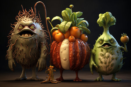 Enchanting 3D Vegetable Creatures Generative By Ai.の素材
