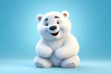 Cute 3D Cartoon of an Adorable Polar Bear Character Generative By Ai.の素材