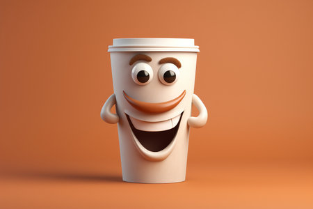 Whimsical Coffee Cup Character Generative By Ai.の素材