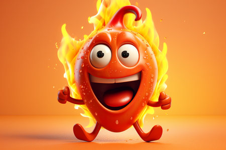 A 3D Hot Chili Character's Adventure Generative By Ai.の素材