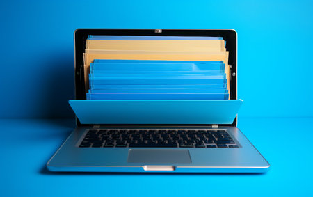 Blue Laptop Screen Workspaceの素材