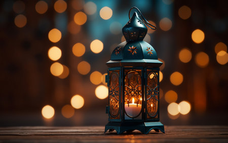 Elegant Arabic Lamp with Burning Flameの素材