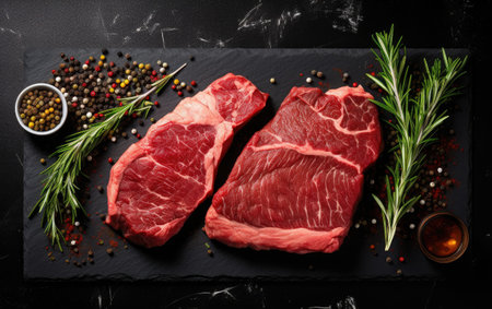 Steaks on a Dark Backgroundの素材