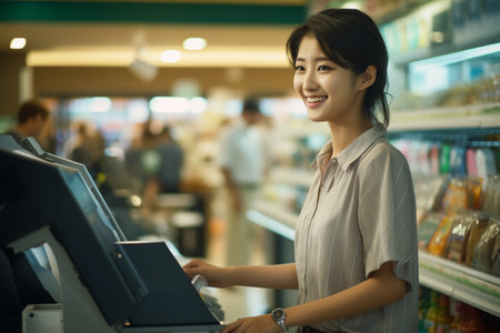 Portrait of a Beautiful Asian Female with Wolf Cut Hair Generative By Ai.の素材