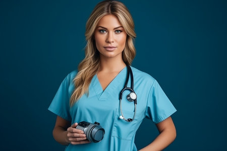 Dedicated Medical Care by a Blonde Nurse Generative By Ai.の素材