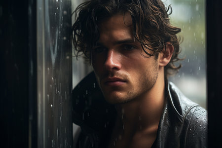 A Handsome Guy's Silent Sorrow generative by Ai.の素材