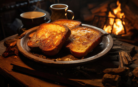 Breakfast Scene with Perfectly Toasted Delightsの素材