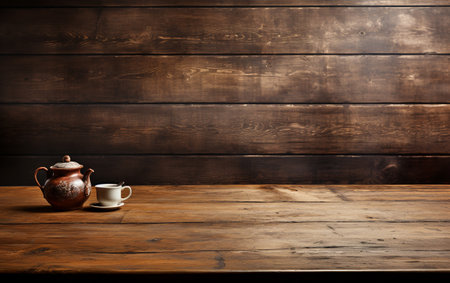 Clean Wooden Table with Lots of Room for Textの素材