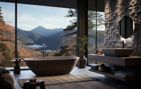 Modern Bathroom Design with Tub Drawingの素材