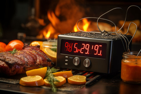 BBQ Grill with Digital Temperature Thermometer generative by Ai.の素材