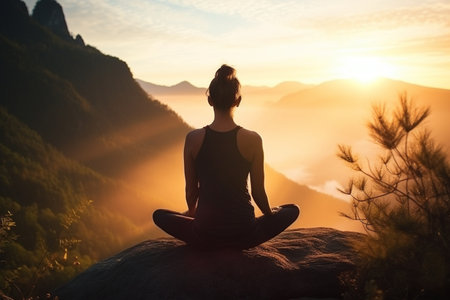 Meditation in Nature's Serene Beauty generative by Ai.の素材