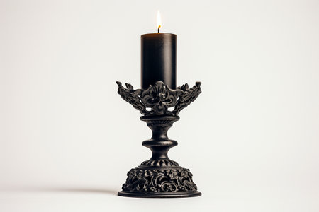 Retro Black Candle Holder on White generative by Ai.の素材