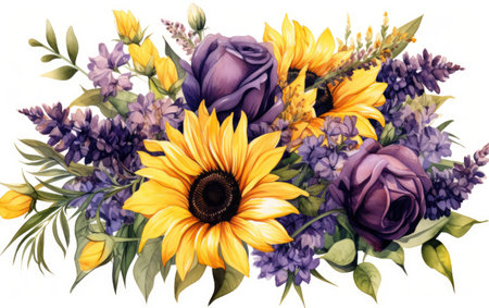 Sunflower and Lavender Flowersの素材