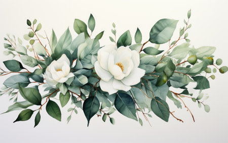Elegant Eucalyptus Bouquet Illustrationの素材