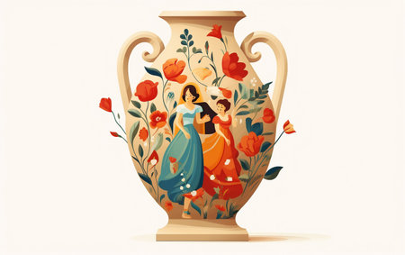 Charming Hand-Drawn Vase with AI Imaginationの素材