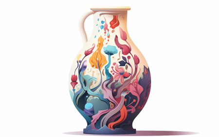 Fantasy Vessel with Surreal Cartoon Elementsの素材