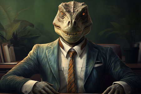 Dinosaur Businessman generative by Ai.の素材