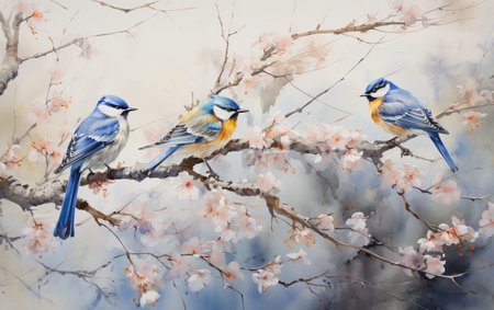 Watercolor Illustration of a Peaceful Natural Landscapeの素材