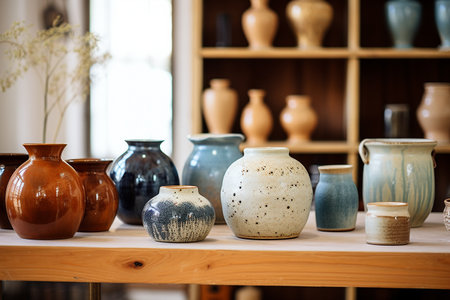 Handmade Ceramic Pottery in Anhui Studio generative by Ai.の素材