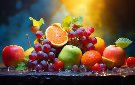 Radiant Fruit Delight in Luminous Backdropの素材