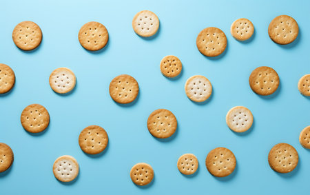 Biscuit Array on Light Blue Backgroundの素材