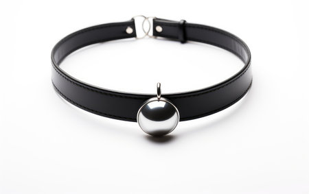 Sleek Choker Necklace in Black Leather with Silver Detailの素材