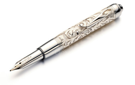 Silver Pen with Intricate Floral Patternsの素材
