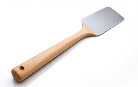 Silver Spatula with Flat Blade and Wooden Handleの素材