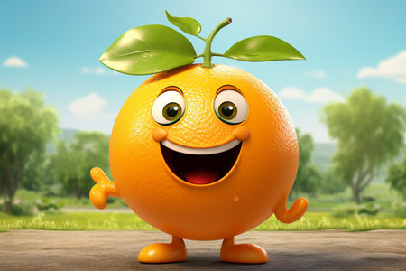 Cheerful Orange Cartoon Generative By Ai.の素材
