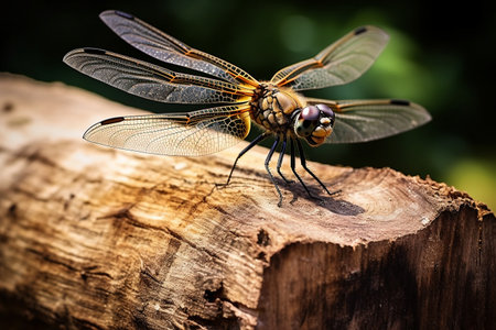 Dragonfly Wings on Wood Generative By Ai.の素材