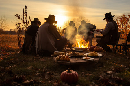 Authentic Thanksgiving Day Traditions in a Rural County Generative by Ai.の素材