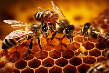 A Glimpse into the World of Honey and HexagonsGenerative by Ai.の素材
