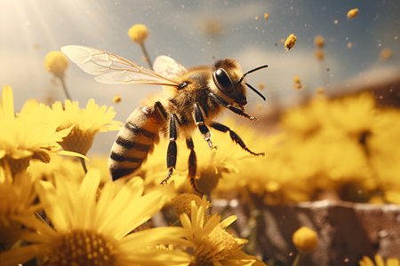 Graceful Bees Soaring in the Open Air Generative by Ai.の素材
