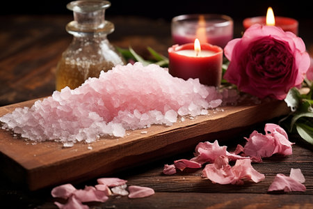 Spa Treatment with Sea Salt and Rose Petals generative by Ai.の素材