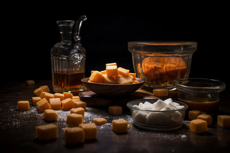 A Table with Brown Sugar and Prescriptions generative by Ai.の素材